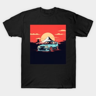 Drift Car and Mount Fuji T-Shirt